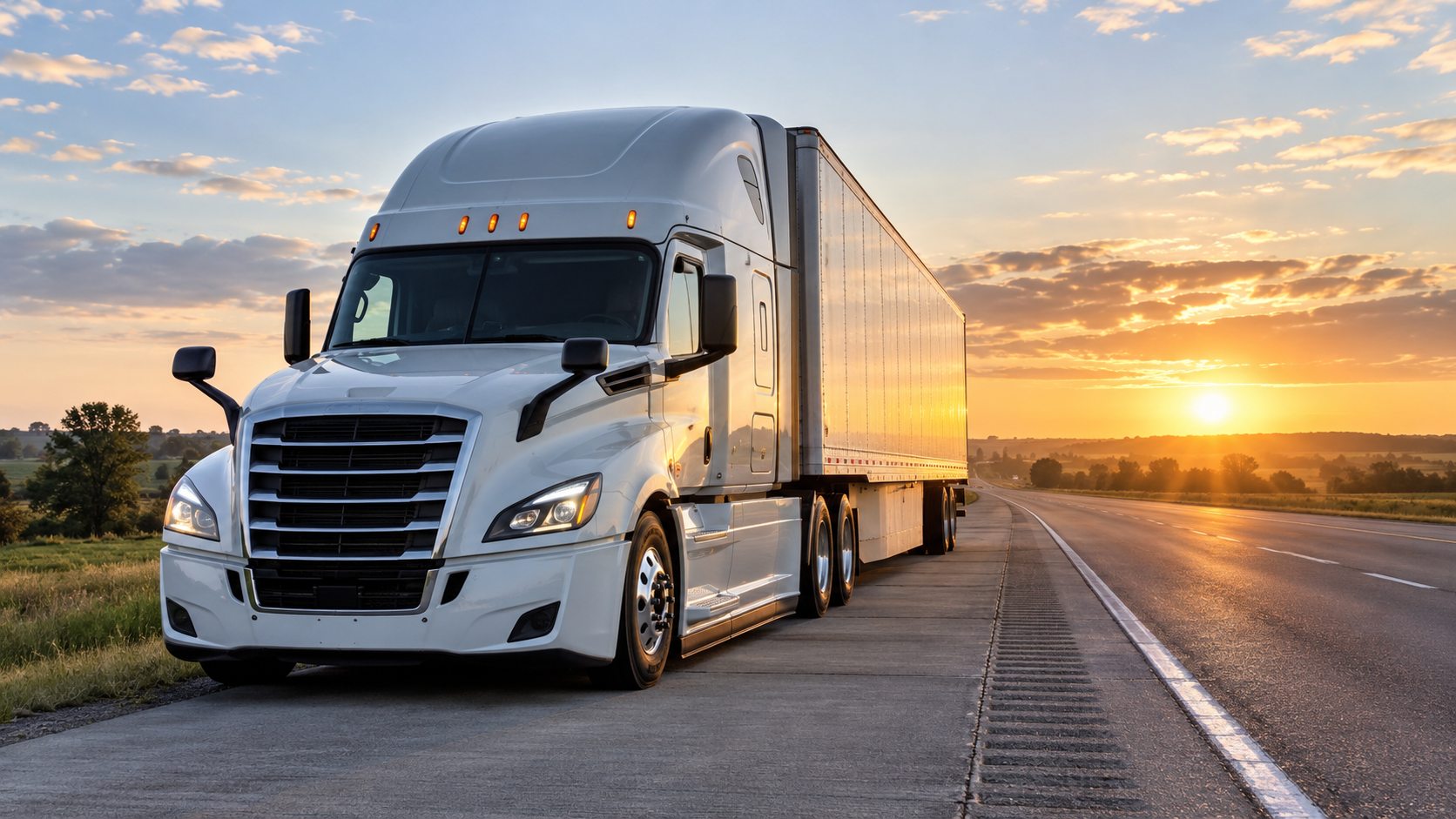 Modern aerodynamic semi truck